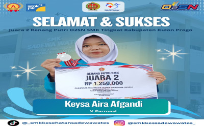Siswi SMK Kesehatan Sadewa Wates Raih Juara 2 Lomba Renang Putri O2SN SMK Tingkat Kabupaten Kulon Progo 2026