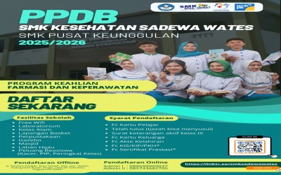 PPDB 2025/2026 SMK Kesehatan Sadewa Wates telah dibuka....!!!!